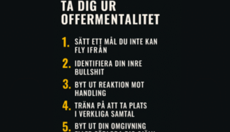 Text som beskriver fem steg hur man tar ur sig offermentalitet.